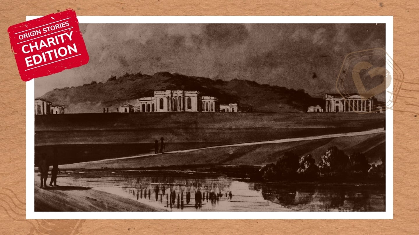 origin stories charity edition black and white photo of the people's hospital