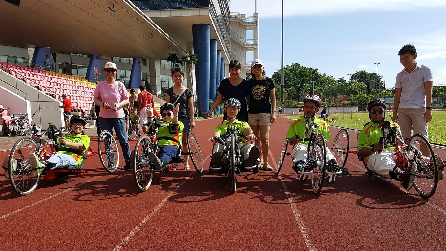 handcycling participants on racing track