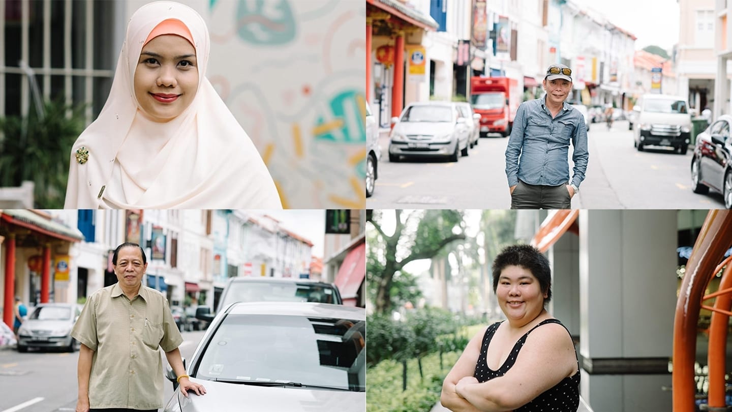 collage of photos featuring two women and two men