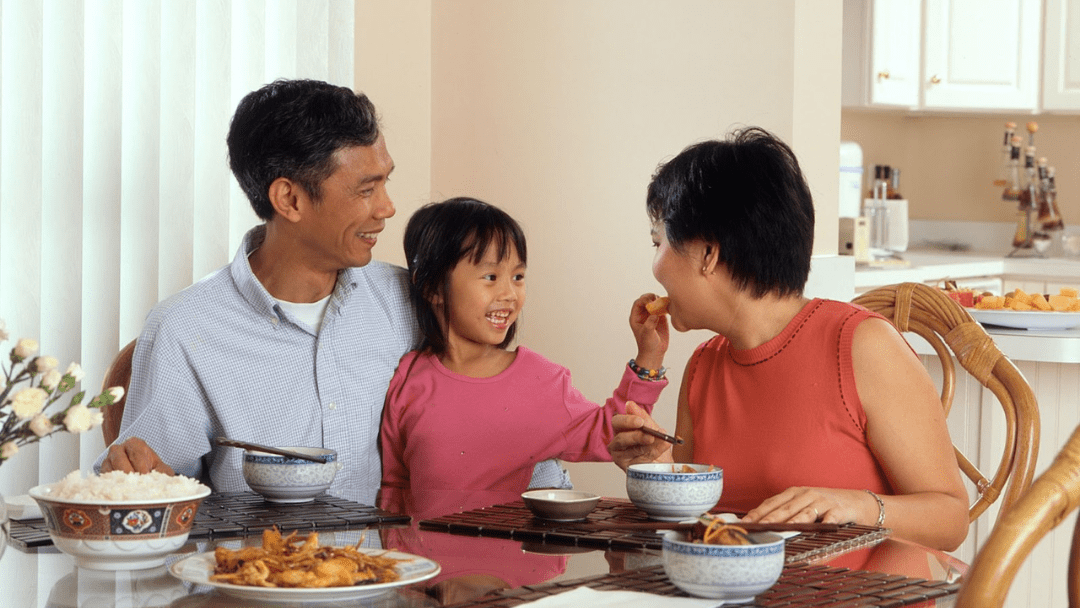 Family having dinner together