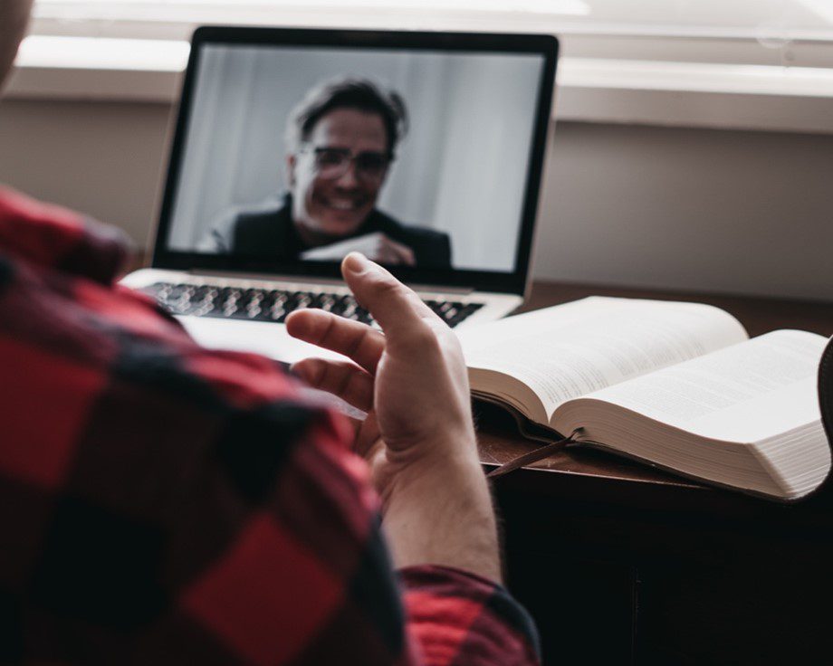 two people having a conversation over a video call