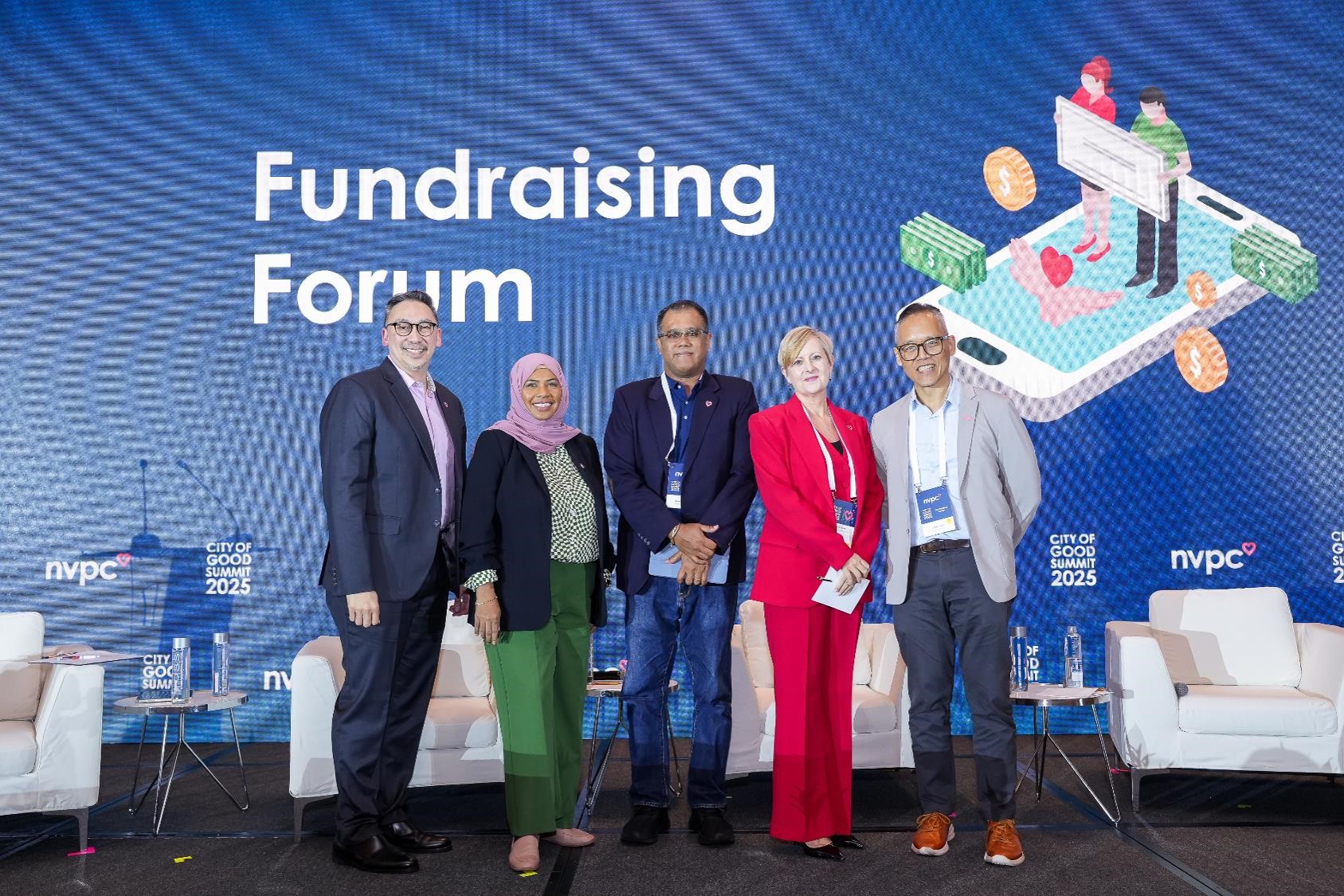Panellists for the Fundraising Forum on stage