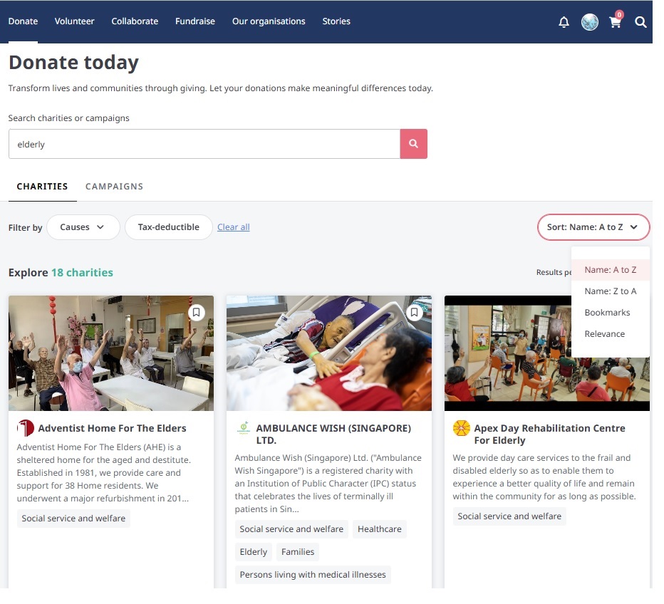 giving sg donation webpages