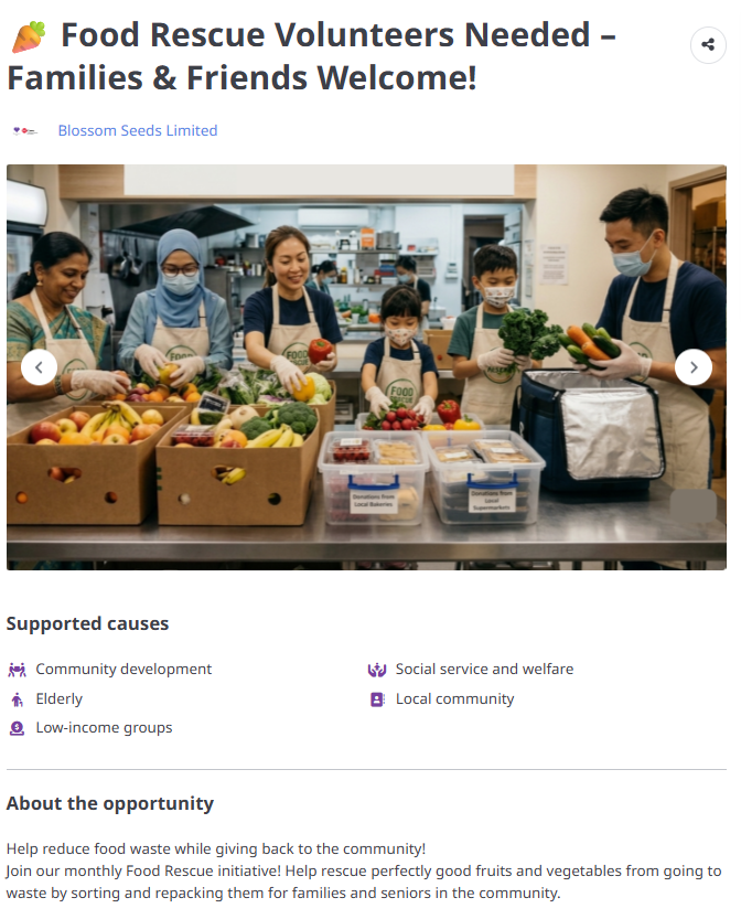 Food rescue volunteering opportunity